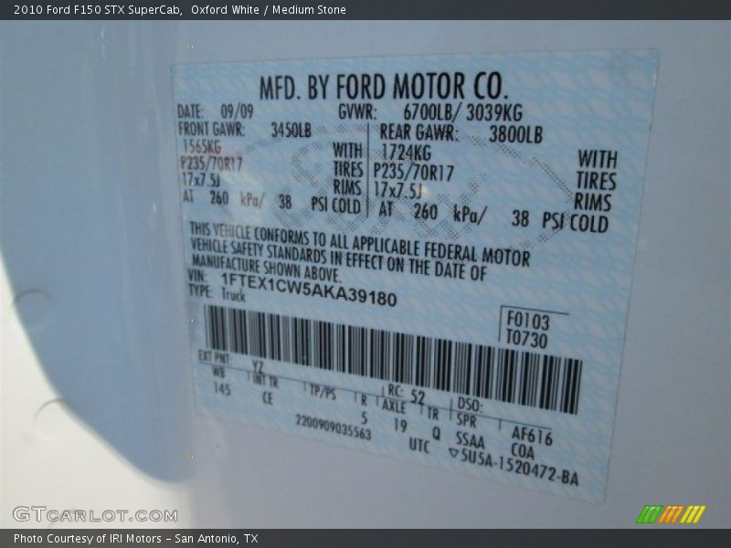 Oxford White / Medium Stone 2010 Ford F150 STX SuperCab