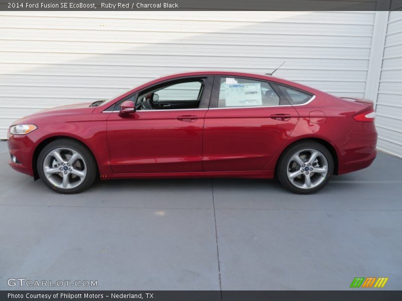 Ruby Red / Charcoal Black 2014 Ford Fusion SE EcoBoost