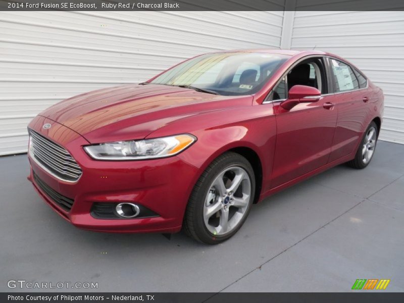 Ruby Red / Charcoal Black 2014 Ford Fusion SE EcoBoost