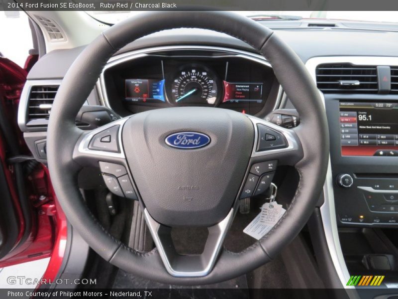 Ruby Red / Charcoal Black 2014 Ford Fusion SE EcoBoost