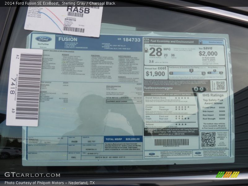 Sterling Gray / Charcoal Black 2014 Ford Fusion SE EcoBoost