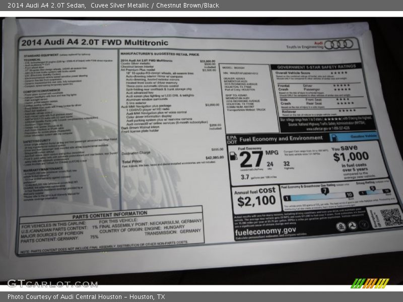 Cuvee Silver Metallic / Chestnut Brown/Black 2014 Audi A4 2.0T Sedan
