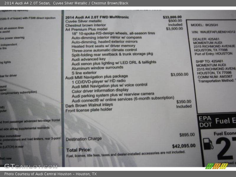 Cuvee Silver Metallic / Chestnut Brown/Black 2014 Audi A4 2.0T Sedan