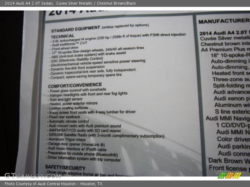 Cuvee Silver Metallic / Chestnut Brown/Black 2014 Audi A4 2.0T Sedan