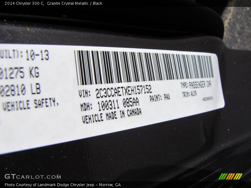 Granite Crystal Metallic / Black 2014 Chrysler 300 C