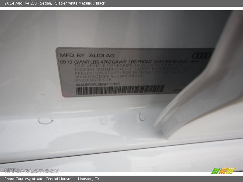 Glacier White Metallic / Black 2014 Audi A4 2.0T Sedan