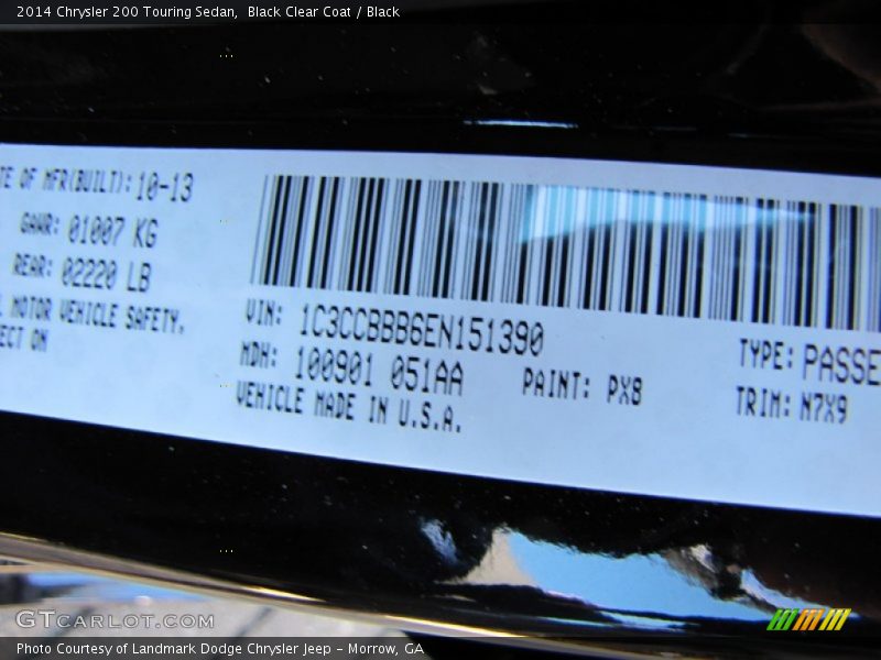 Black Clear Coat / Black 2014 Chrysler 200 Touring Sedan