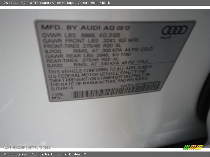 Carrara White / Black 2014 Audi Q7 3.0 TFSI quattro S Line Package