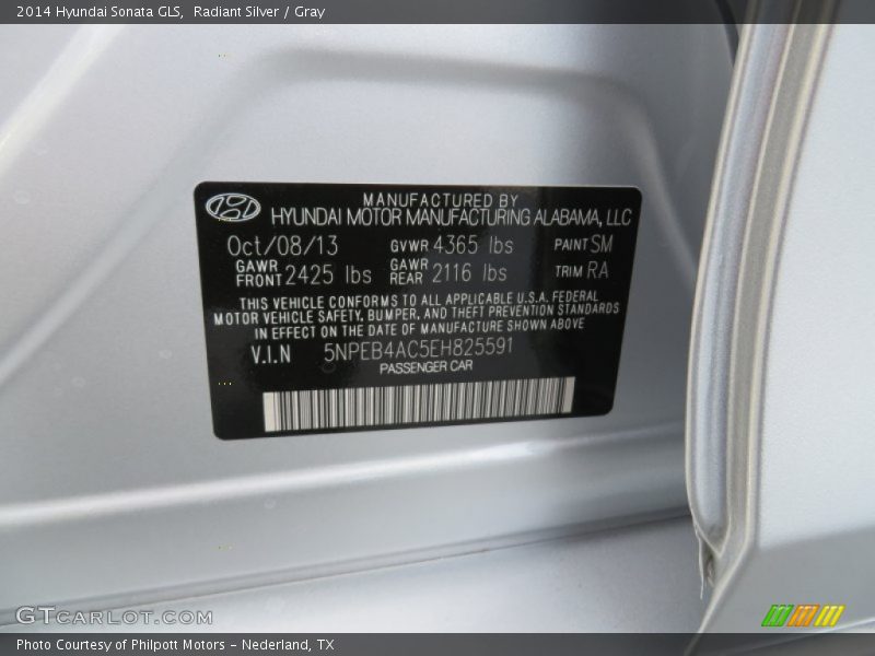 Radiant Silver / Gray 2014 Hyundai Sonata GLS
