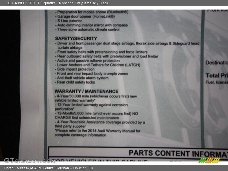 Monsoon Gray Metallic / Black 2014 Audi Q5 3.0 TFSI quattro
