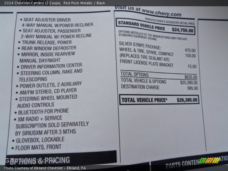 Red Rock Metallic / Black 2014 Chevrolet Camaro LS Coupe