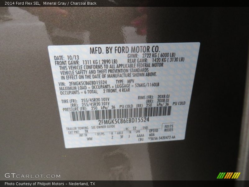 2014 Flex SEL Mineral Gray Color Code TK