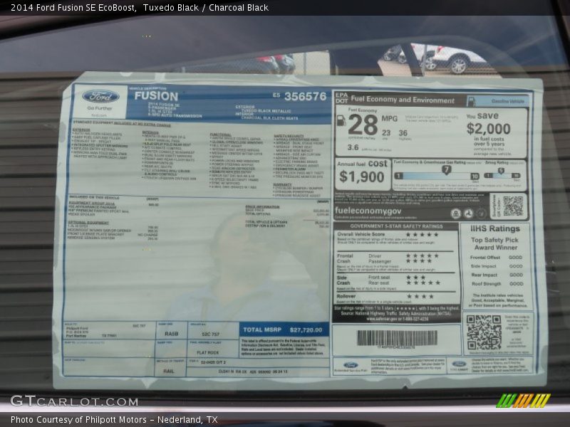  2014 Fusion SE EcoBoost Window Sticker