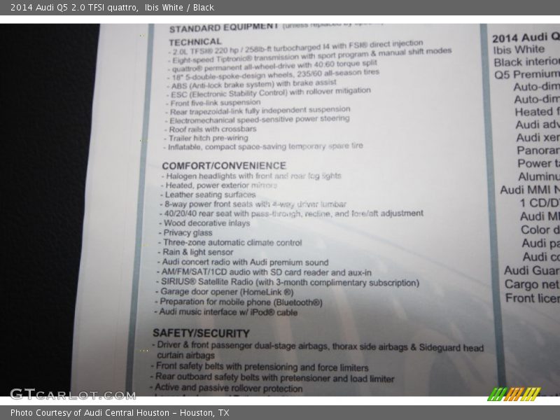 Ibis White / Black 2014 Audi Q5 2.0 TFSI quattro