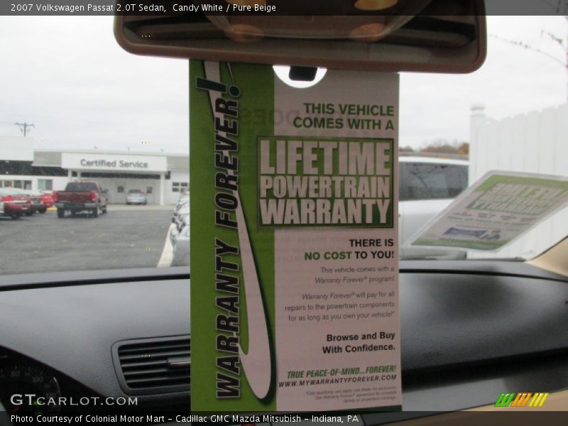 Candy White / Pure Beige 2007 Volkswagen Passat 2.0T Sedan