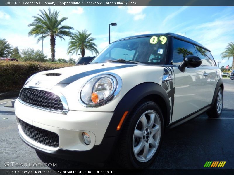 Pepper White / Checkered Carbon Black/Black 2009 Mini Cooper S Clubman