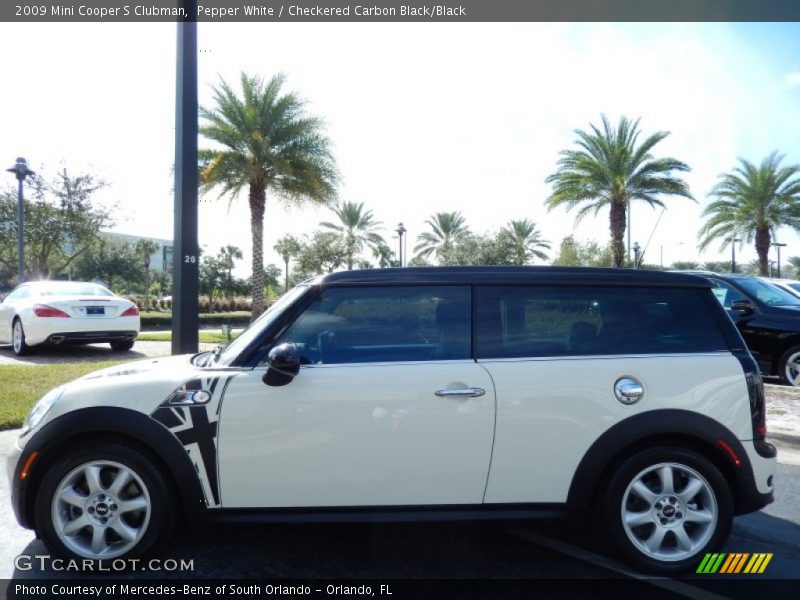 Pepper White / Checkered Carbon Black/Black 2009 Mini Cooper S Clubman