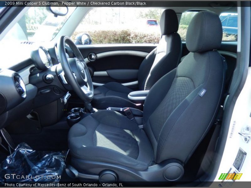 Pepper White / Checkered Carbon Black/Black 2009 Mini Cooper S Clubman