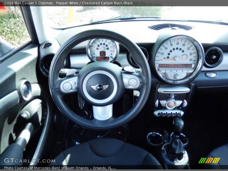 Pepper White / Checkered Carbon Black/Black 2009 Mini Cooper S Clubman