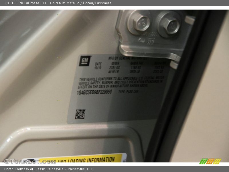 Gold Mist Metallic / Cocoa/Cashmere 2011 Buick LaCrosse CXL