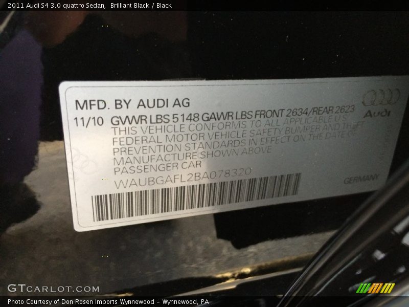 Brilliant Black / Black 2011 Audi S4 3.0 quattro Sedan