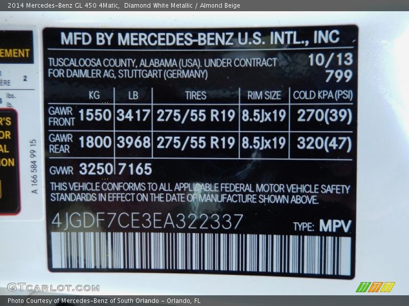 Diamond White Metallic / Almond Beige 2014 Mercedes-Benz GL 450 4Matic