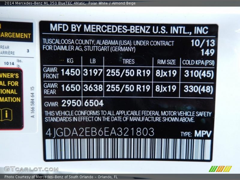 Polar White / Almond Beige 2014 Mercedes-Benz ML 350 BlueTEC 4Matic