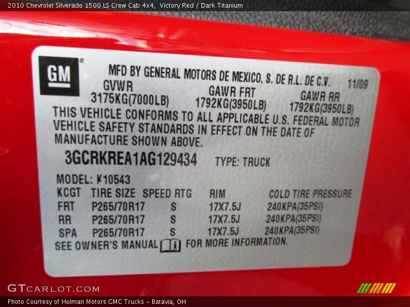 Victory Red / Dark Titanium 2010 Chevrolet Silverado 1500 LS Crew Cab 4x4