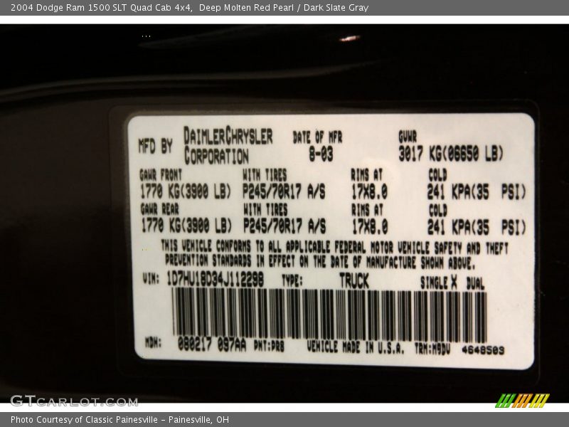 Deep Molten Red Pearl / Dark Slate Gray 2004 Dodge Ram 1500 SLT Quad Cab 4x4
