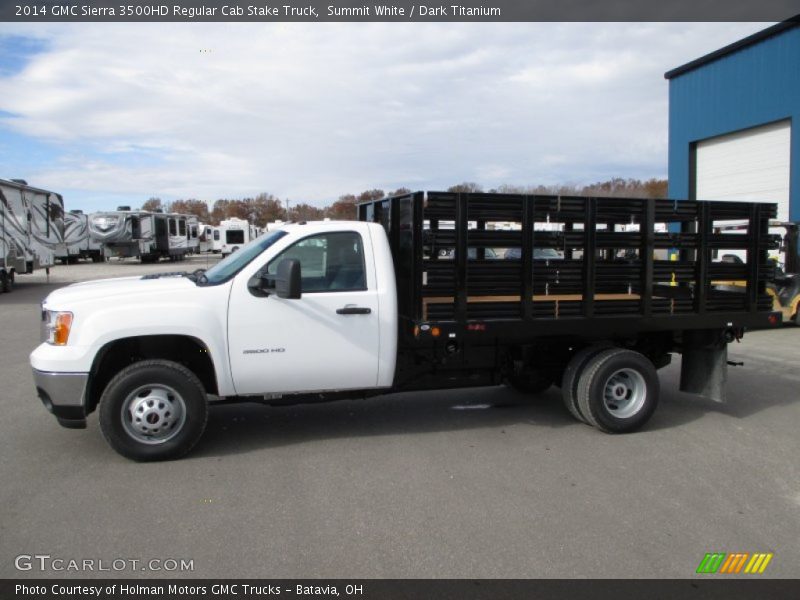 Summit White / Dark Titanium 2014 GMC Sierra 3500HD Regular Cab Stake Truck