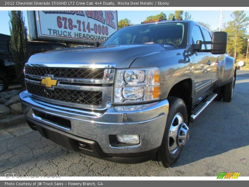 Mocha Steel Metallic / Ebony 2012 Chevrolet Silverado 3500HD LTZ Crew Cab 4x4 Dually