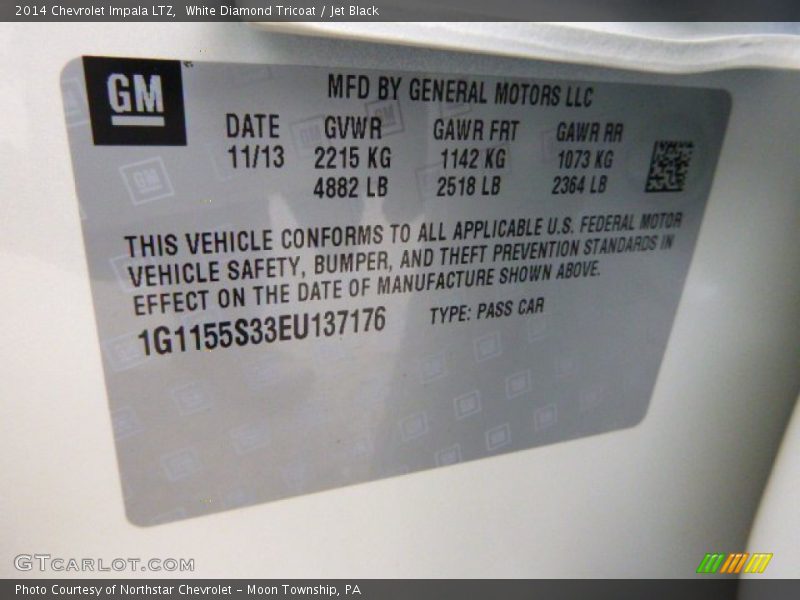 White Diamond Tricoat / Jet Black 2014 Chevrolet Impala LTZ