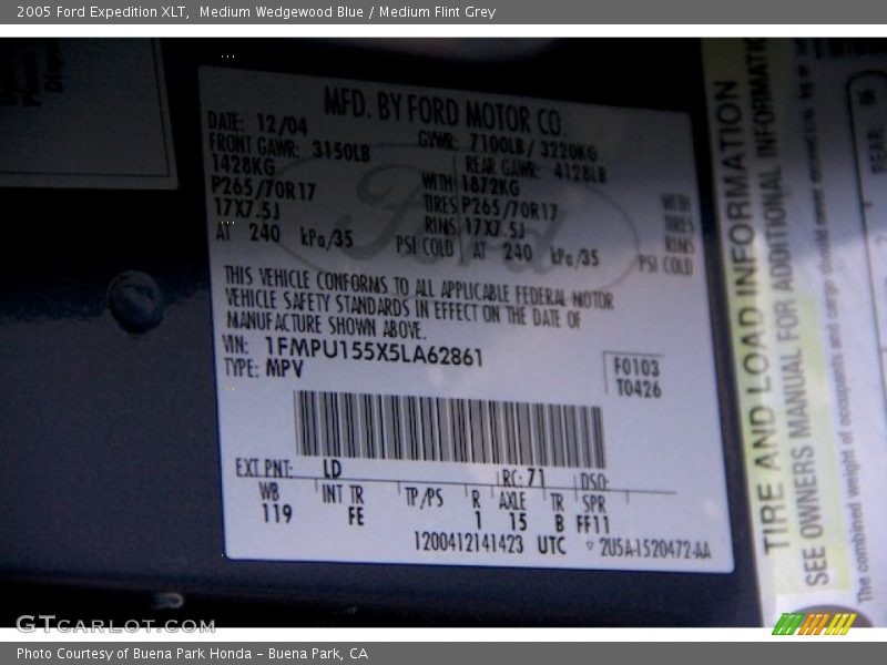 Medium Wedgewood Blue / Medium Flint Grey 2005 Ford Expedition XLT