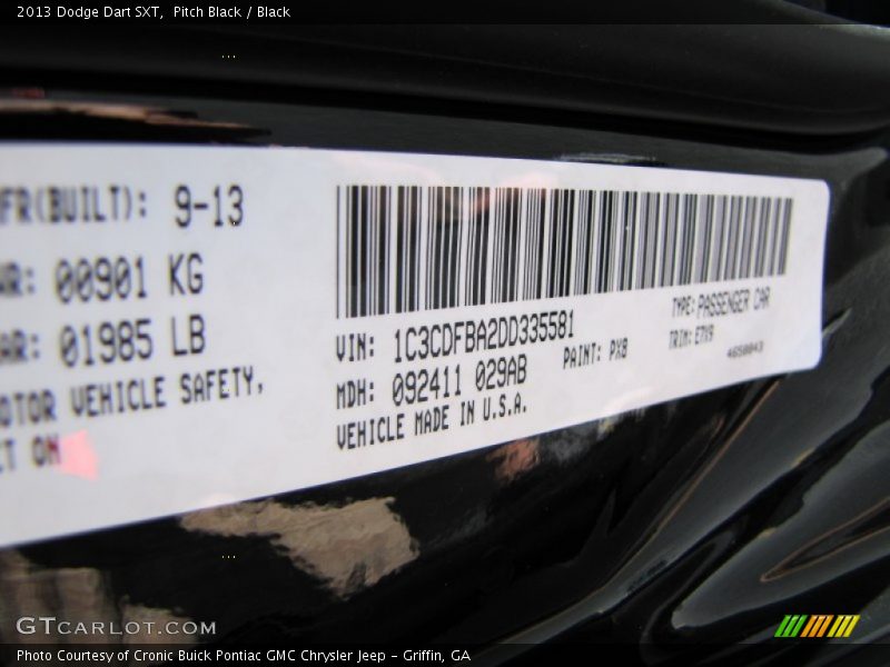 Pitch Black / Black 2013 Dodge Dart SXT