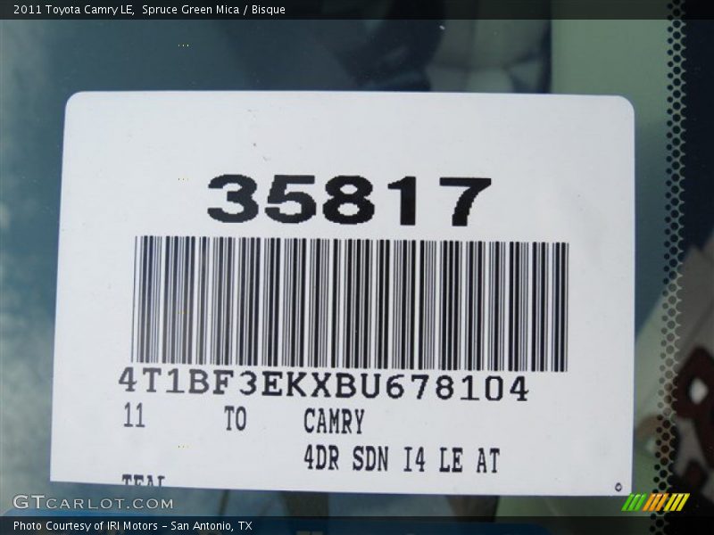 Spruce Green Mica / Bisque 2011 Toyota Camry LE