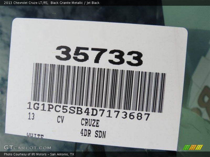 Black Granite Metallic / Jet Black 2013 Chevrolet Cruze LT/RS