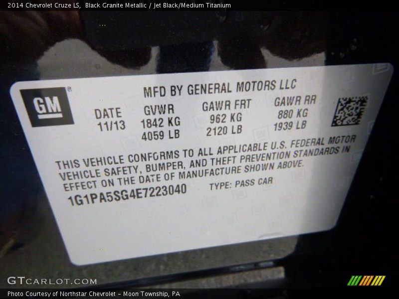 Black Granite Metallic / Jet Black/Medium Titanium 2014 Chevrolet Cruze LS