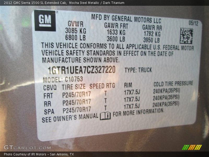 Mocha Steel Metallic / Dark Titanium 2012 GMC Sierra 1500 SL Extended Cab