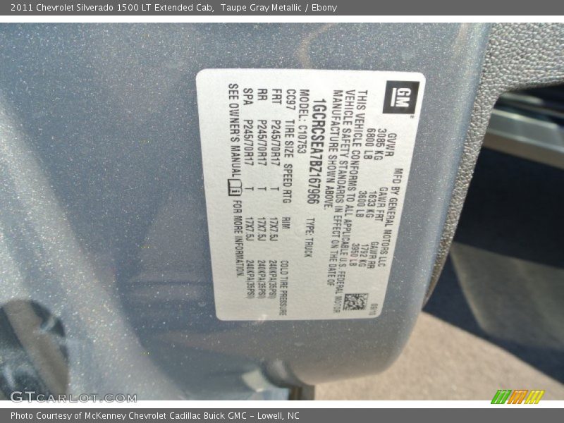 Taupe Gray Metallic / Ebony 2011 Chevrolet Silverado 1500 LT Extended Cab