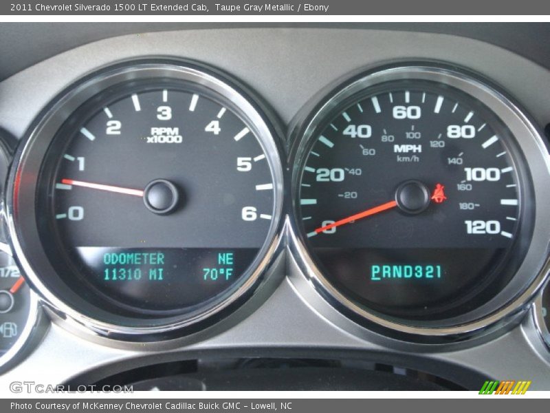 Taupe Gray Metallic / Ebony 2011 Chevrolet Silverado 1500 LT Extended Cab