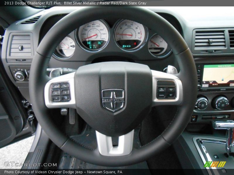 Billet Silver Metallic / Radar Red/Dark Slate Gray 2013 Dodge Challenger R/T Plus
