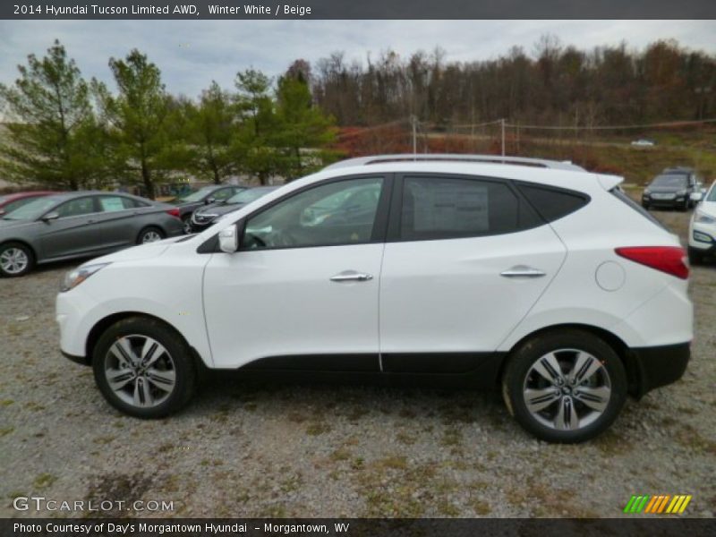 Winter White / Beige 2014 Hyundai Tucson Limited AWD