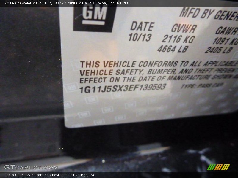 Black Granite Metallic / Cocoa/Light Neutral 2014 Chevrolet Malibu LTZ