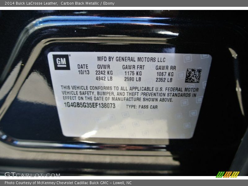 Carbon Black Metallic / Ebony 2014 Buick LaCrosse Leather