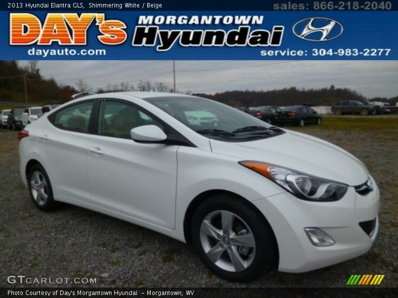 Shimmering White / Beige 2013 Hyundai Elantra GLS