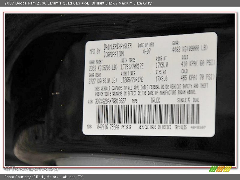 Brilliant Black / Medium Slate Gray 2007 Dodge Ram 2500 Laramie Quad Cab 4x4