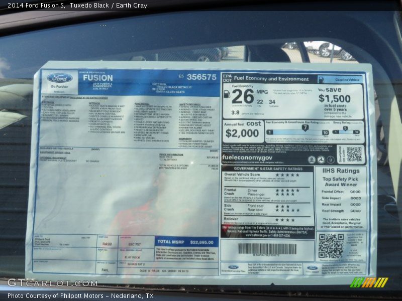  2014 Fusion S Window Sticker