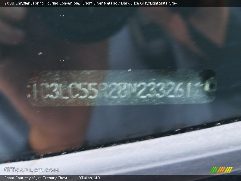 Bright Silver Metallic / Dark Slate Gray/Light Slate Gray 2008 Chrysler Sebring Touring Convertible