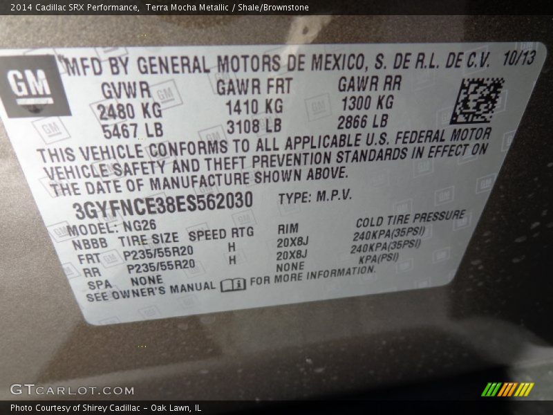Terra Mocha Metallic / Shale/Brownstone 2014 Cadillac SRX Performance