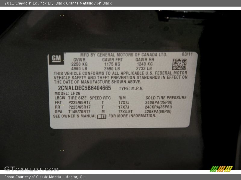 Black Granite Metallic / Jet Black 2011 Chevrolet Equinox LT